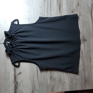 Ann Taylor Gathered Neck Top in Black